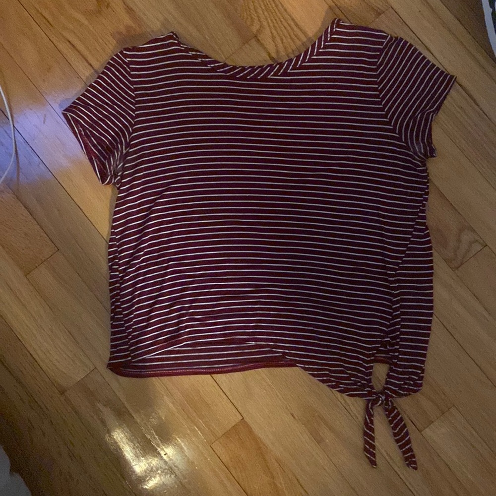 Maroon stripe red shirt